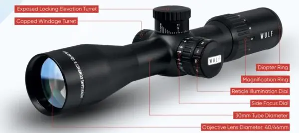WULF Hurricane 3-10x40 Compact Rifle Scope | W-MIL1 SFP | 0.1 MRAD | 30mm